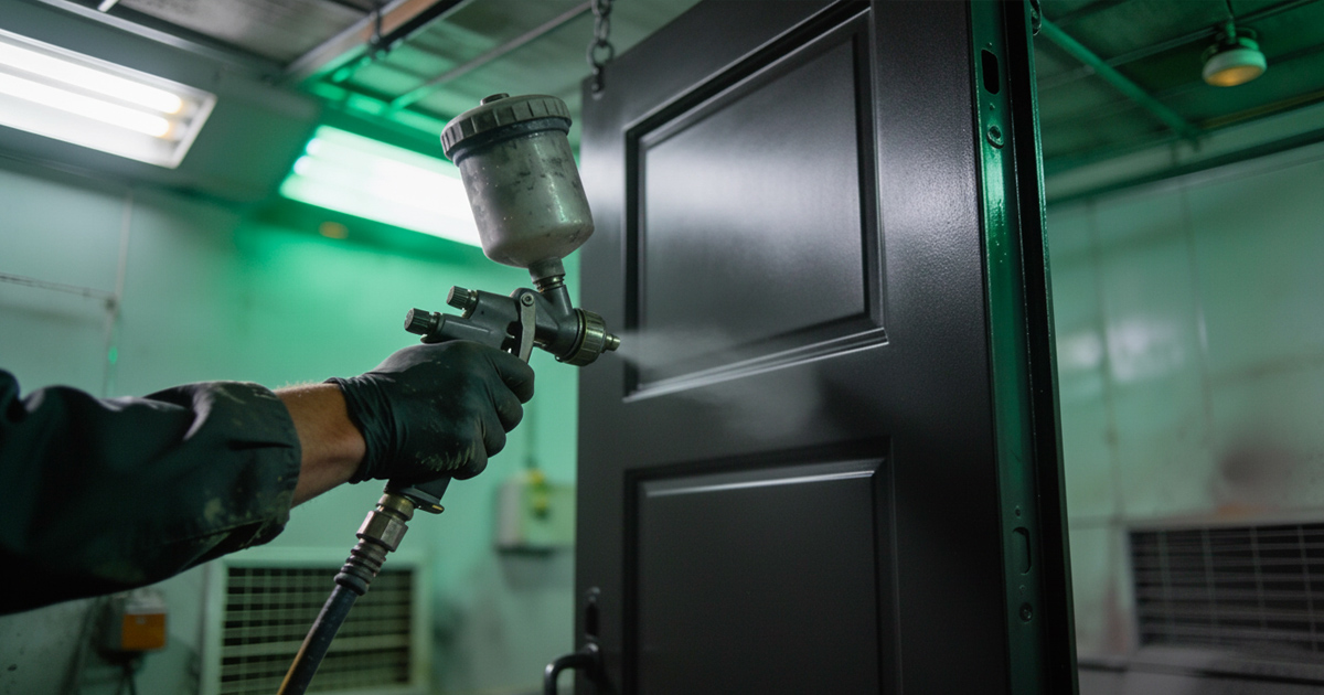 покраска порошковой краской металлической двери