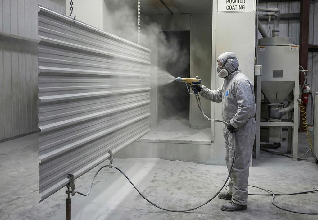 порошковое покрытие металлочерепицы или профнастила